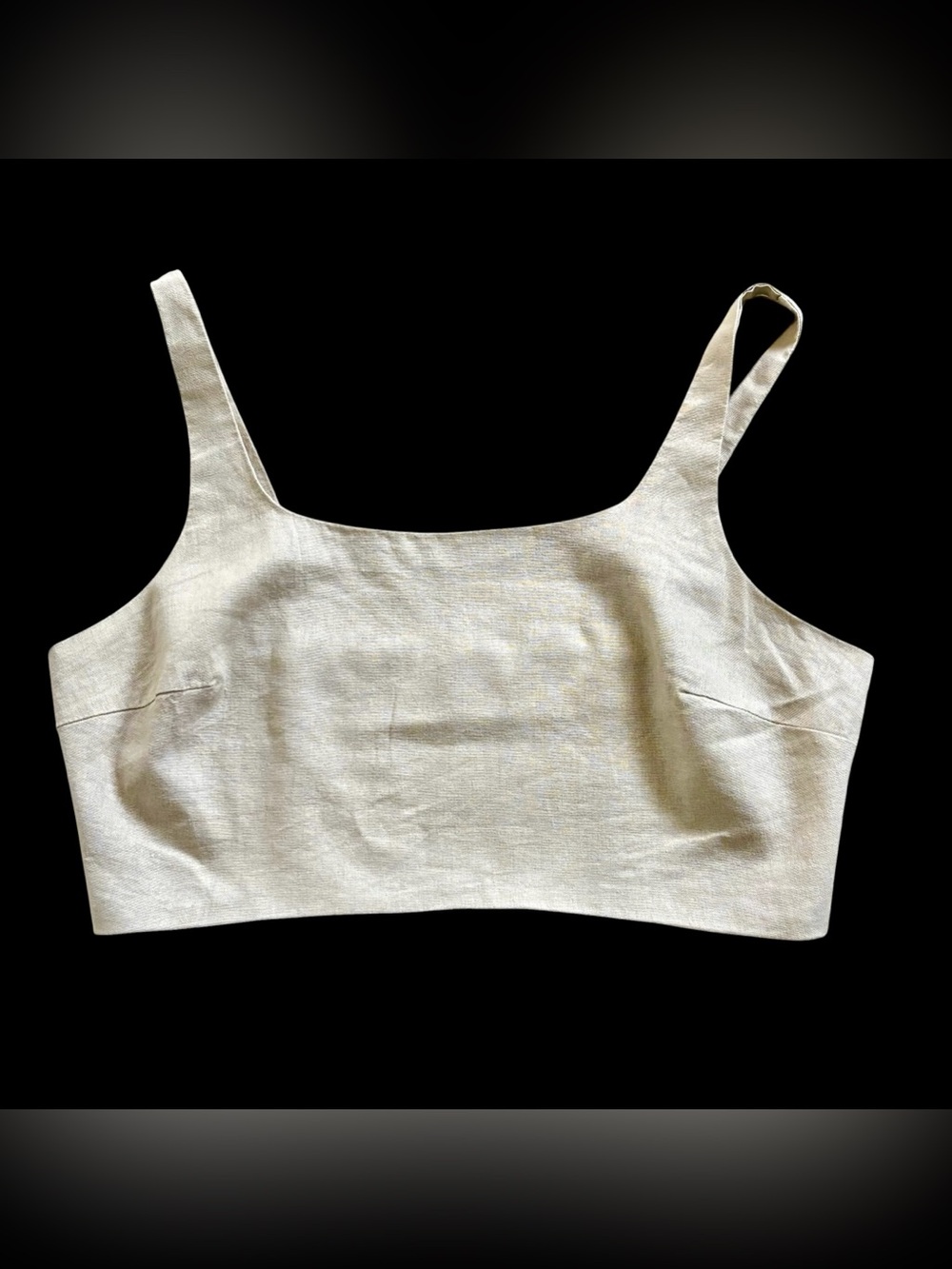 House of Harlow Crop Top Size Large Khaki Beige Linen Blend Smocked Straps